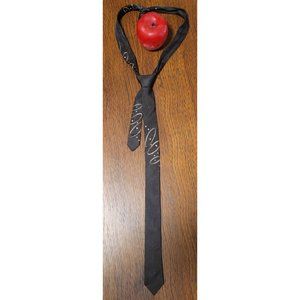 Made in California Dark Brown White Abstract Oval Stroke Boy's Skinny Tie